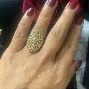 Gold Tone Irregular Zircon Rhinestone ring